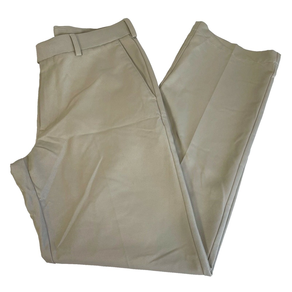 Izod Performance Golf Pants Mens Size 32 Khaki Classic Fit Flat Front Sportflex